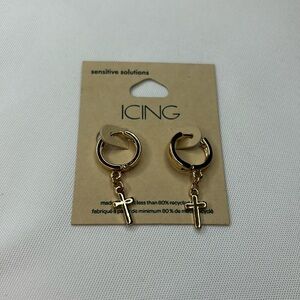Icing Cross Earrings Gold